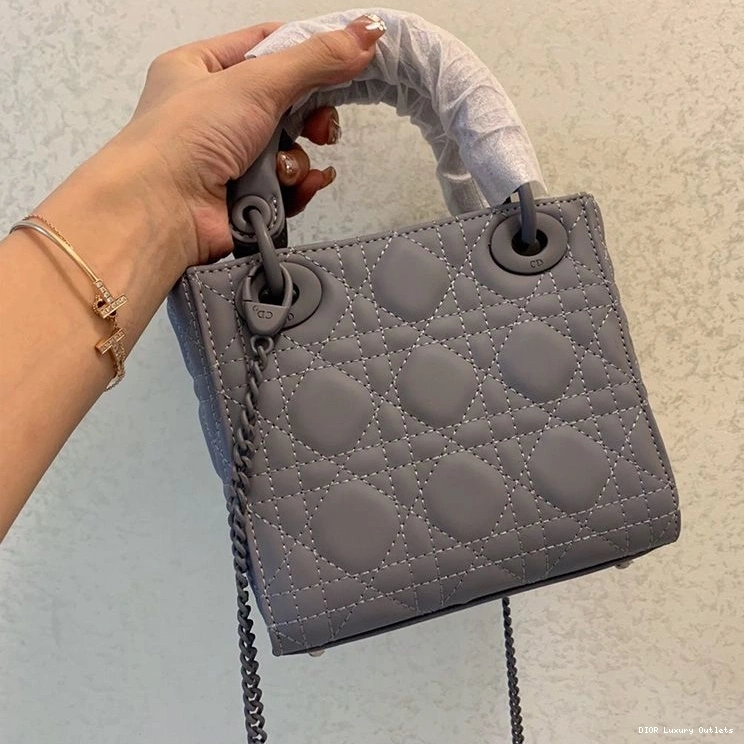 Cheap Ultramatte Dior Mini Lady Bag Cannage Calfskin Grey 0815 Luxury